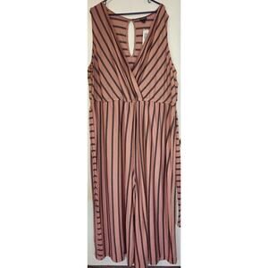 New With Tags Torrid Culotte Jumpsuit Stripe Pink Black 6x 6 Sleevless Wide Leg
